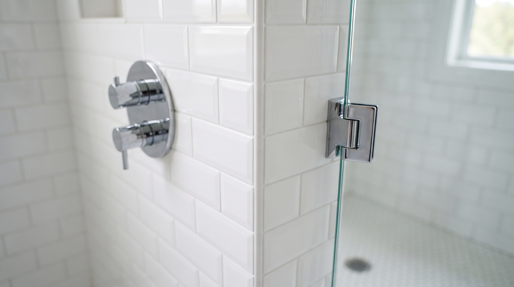 Shower tile installation with control valve