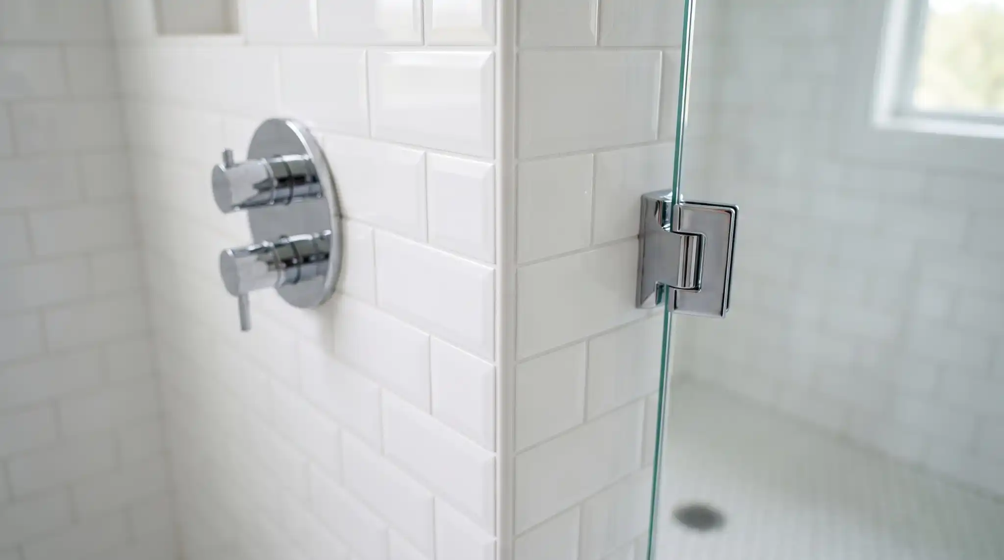 Shower tile installation with control valve